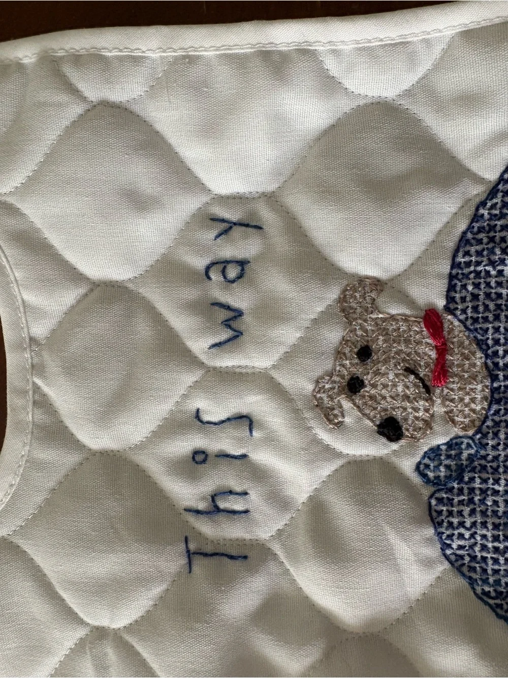 Handmade embroidered dog baby bib NWOT